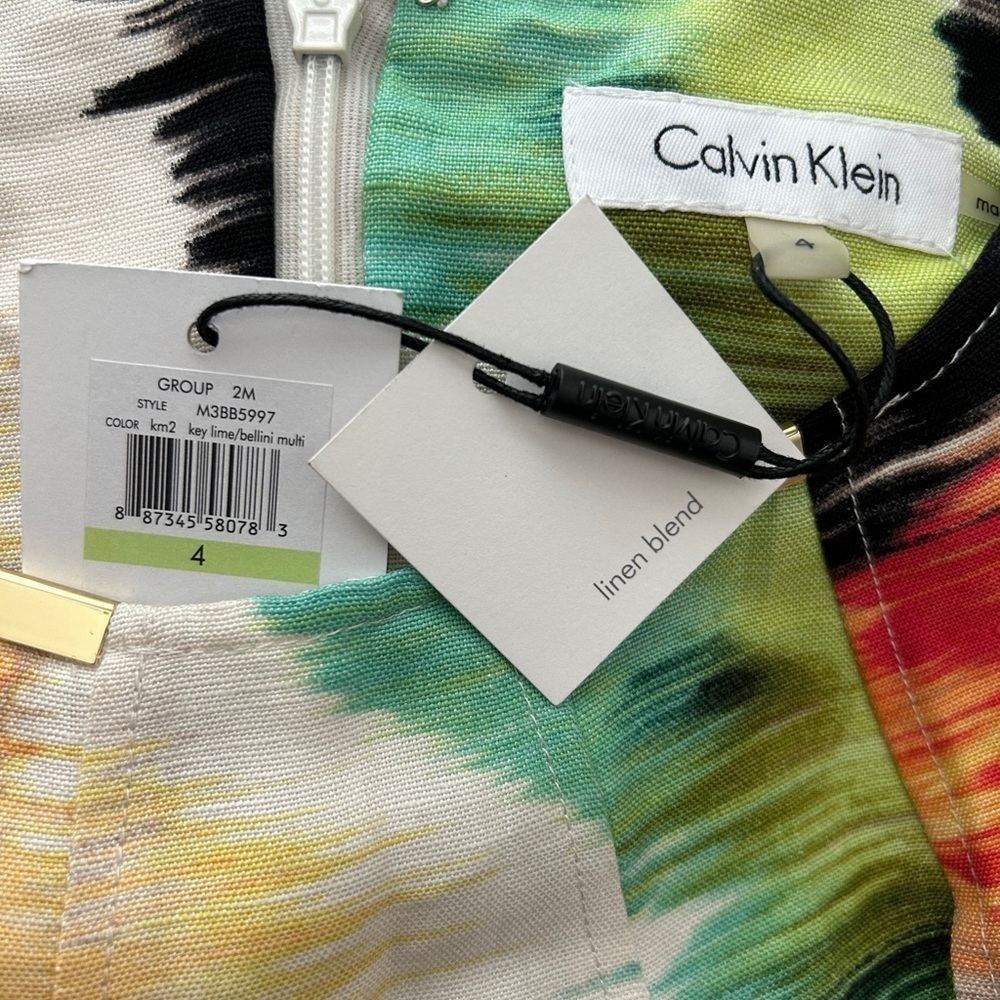 Calvin Klein Linen Scoop Neck Midi Dress 4 - Picture 8 of 11